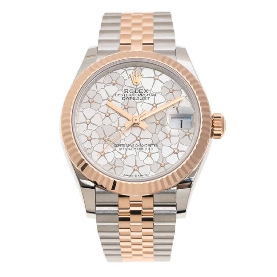 Rolex Datejust 31 Silver Floral Motif Diamond Dial Ladies Jubilee Watch M278271-0032