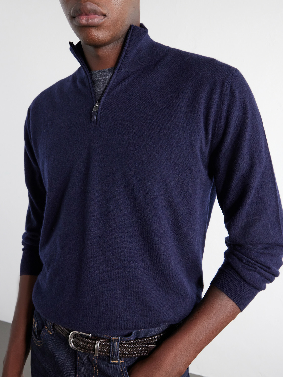 Canali - Cashmere Half-Zip Sweater - Blue