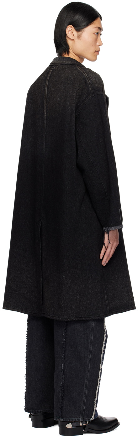 JieDa Black Hand-Bleached Denim Coat