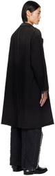 JieDa Black Hand-Bleached Denim Coat