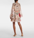 Camilla Embellished floral silk crêpe minidress