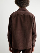 A.P.C. - Logo-Embroidered Cotton and Linen-Blend Corduroy Overshirt - Brown