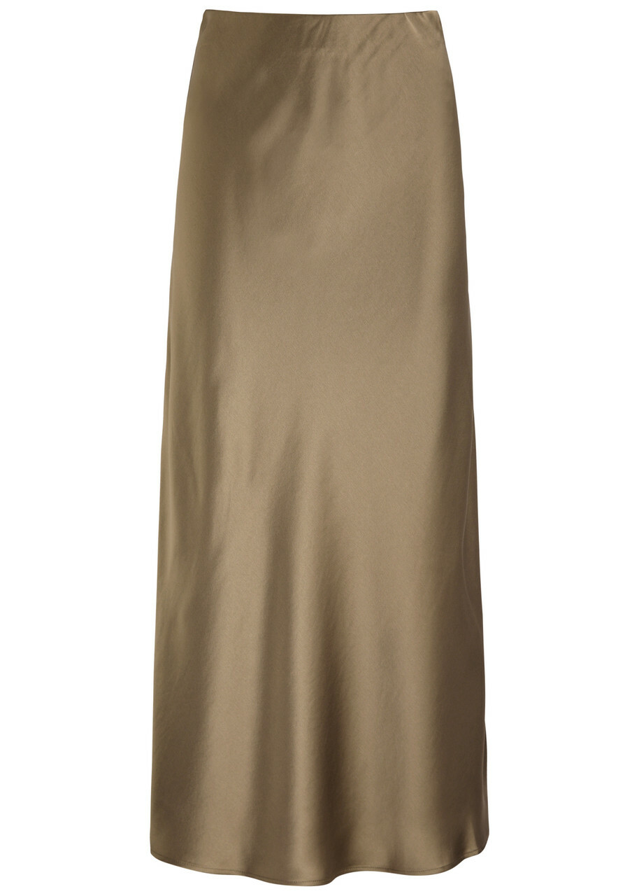 BY Malene Birger Boshan Satin Midi Skirt Light Brown