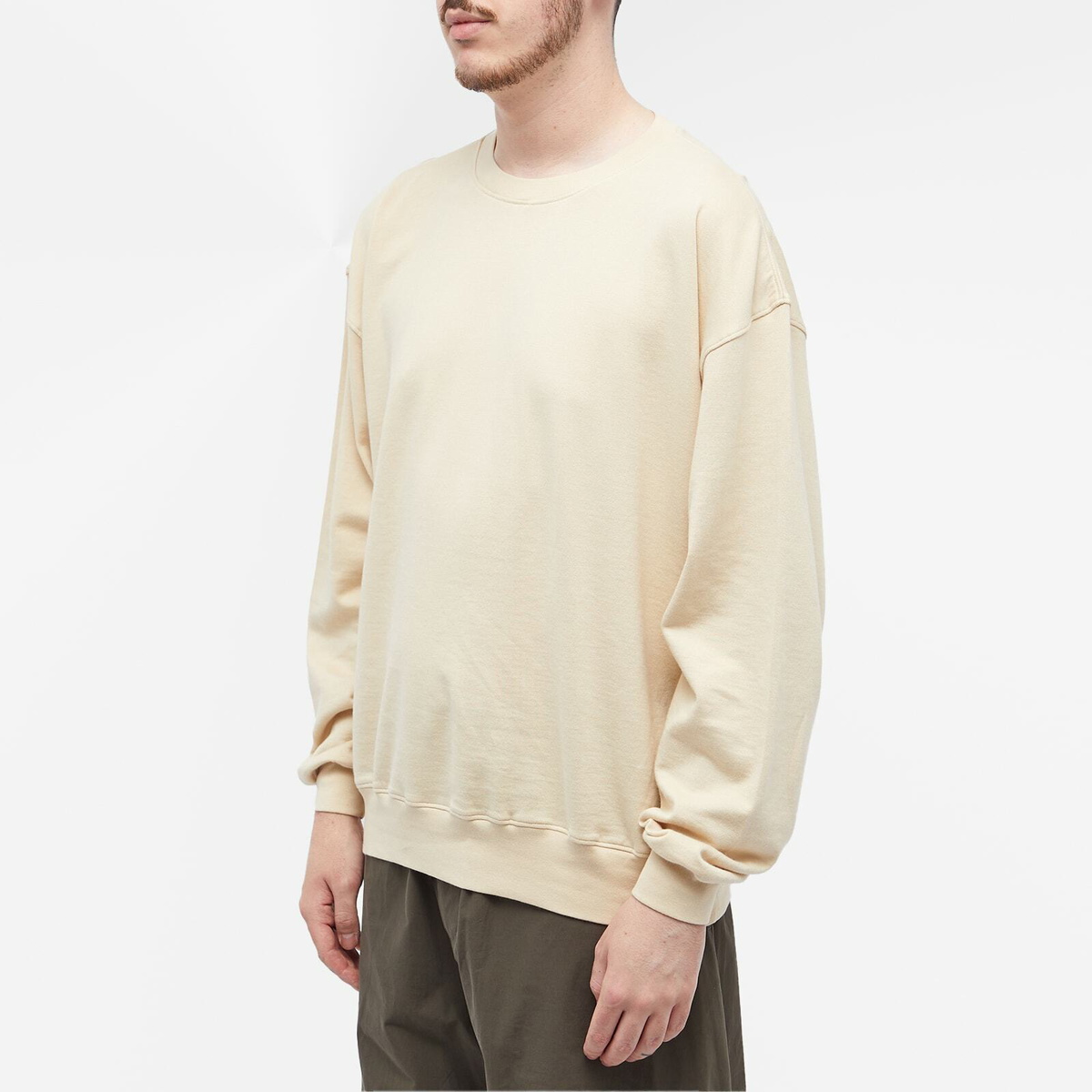 Auralee Men's Super High Gauge Crew Sweat in Light Beige Auralee