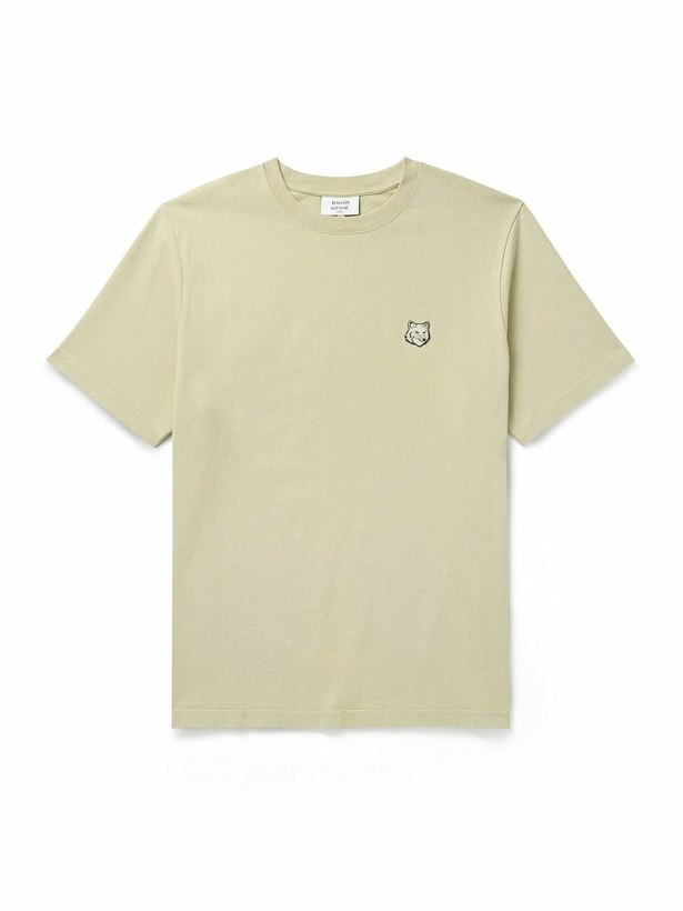 Photo: Maison Kitsuné - Logo-Appliquéd Cotton-Jersey T-Shirt - Green