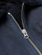 Rag & Bone - Fleece-Trimmed Denim Bomber Jacket - Gray