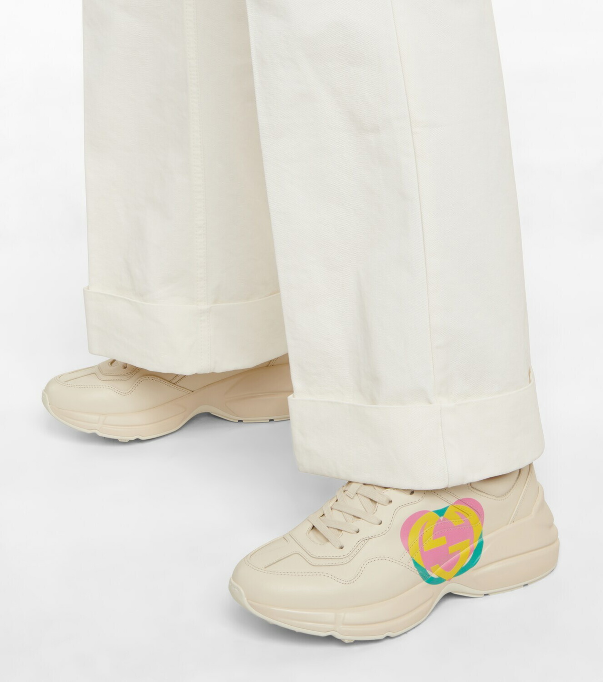 rhyton gucci mouth leather sneakers