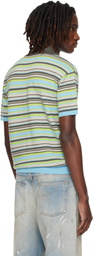 Andersson Bell Blue & Green Stripe Wool Polo