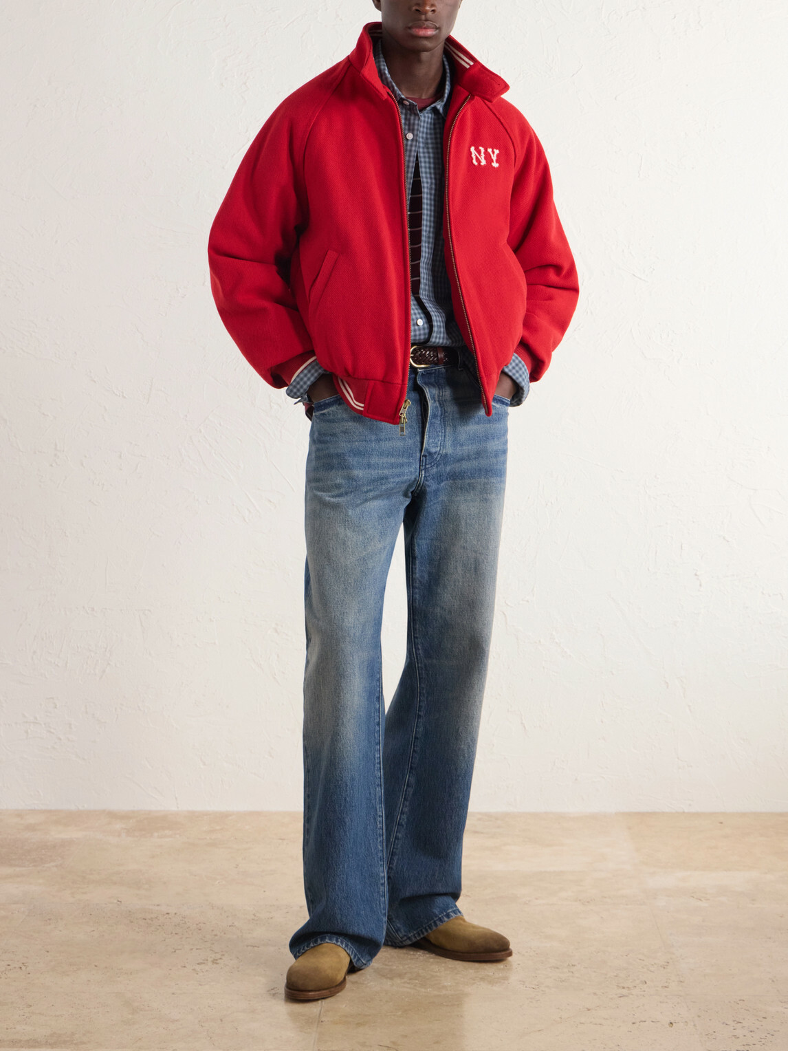 Aimé Leon Dore - Ny Highlanders Logo-Embroidered Wool-Blend Varsity Jacket - Red