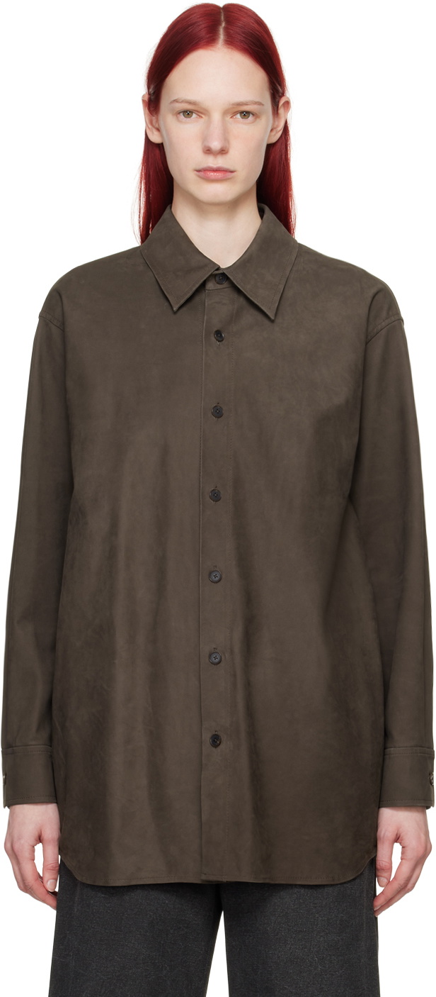 Photo: AURALEE Brown Oversized Leather Shirt