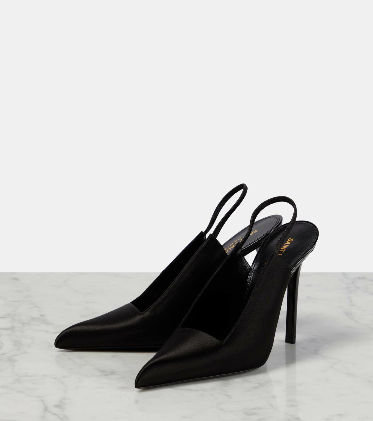 【送料込】Saint Laurent_110 satin crepe slingback pumps 送料込】Saint Laurent_110 satin crepe slingback pumps