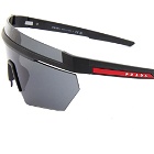 Prada Eyewear Men's Linea Rossa PS 01YS Sunglasses in Matte Black/Dark Grey
