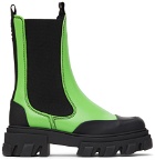GANNI Green Leather Mid-Calf Boots