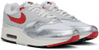 Nike White & Silver Air Max 1 Premium Sneakers