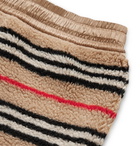 Burberry - Shell-Trimmed Striped Fleece Drawstring Shorts - Brown