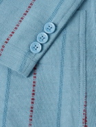 Kardo - Unstructured Striped Cotton-Canvas Suit Jacket - Blue