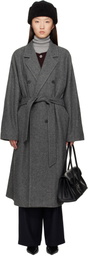 LE17SEPTEMBRE Gray Double-Breasted Belted Coat