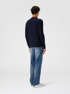 Missoni - Crew neck sweater in wool with chevron pattern, Men, Navy Blue