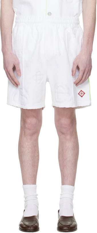 Photo: Casablanca White Towelling Monogram Shorts