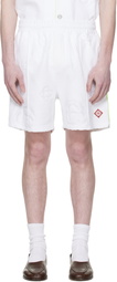 Casablanca White Towelling Monogram Shorts