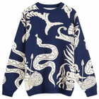 Percival Men's Grecian Freize Crew Neck Sweater in Navy