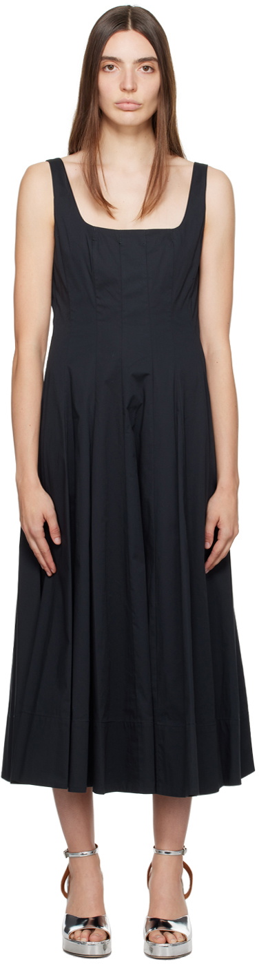 Staud Black Wells Midi Dress Staud