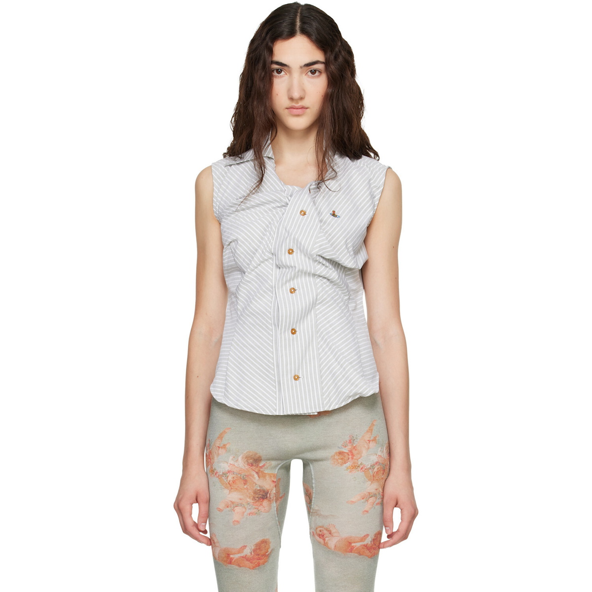 Vivienne Westwood Gray Short Sleeve Drunken Shirt
