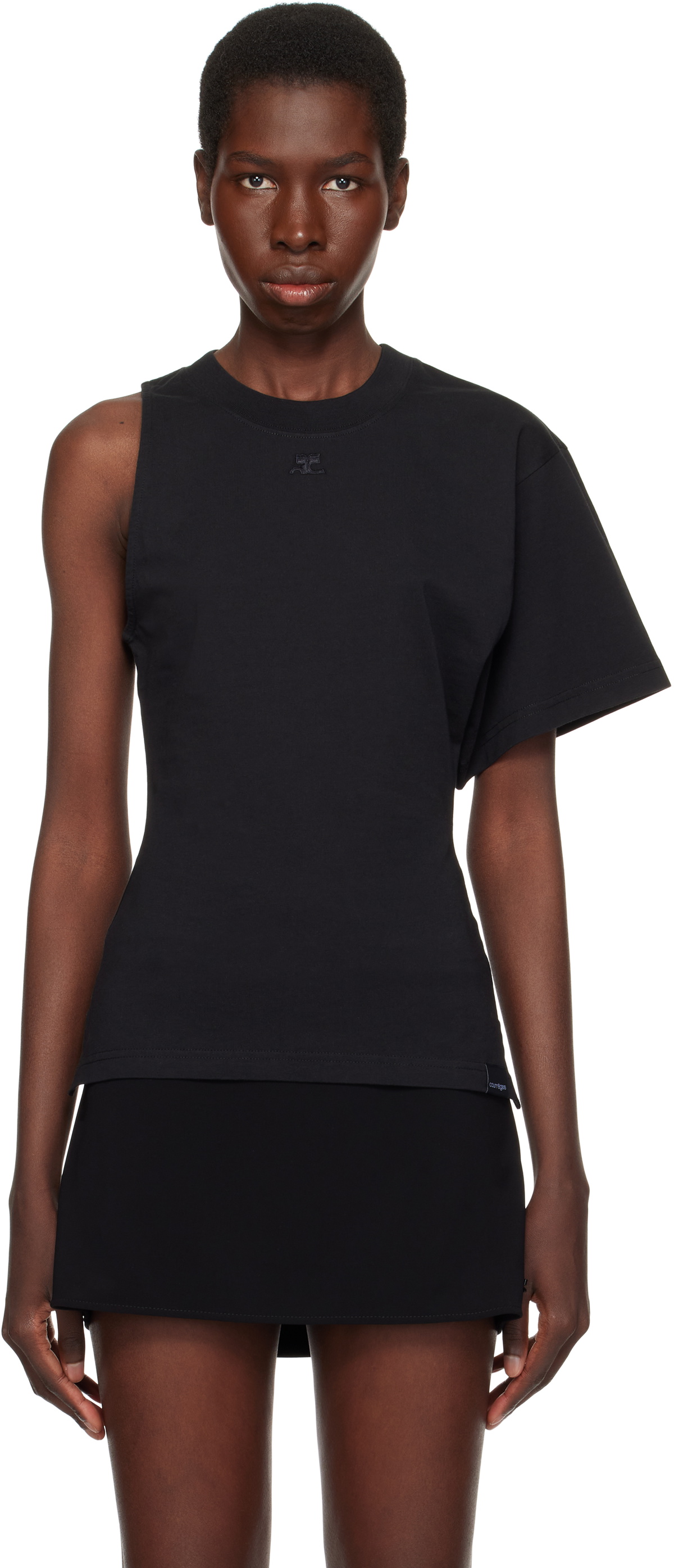 【関税&送料込】Courreges One-Shoulder T-Shirt In Scuba SCUBA ONE-SLEEVE T-SHIRT - courrèges