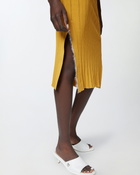 Pinko Knit Midi Dress With Openwork Yellow/Nude