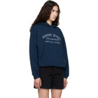 ANINE BING Navy Harvey 'Melrose' Stencil Hoodie