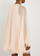 Chloe Ruffled Cape-effect Silk Mini Dress Light Pink