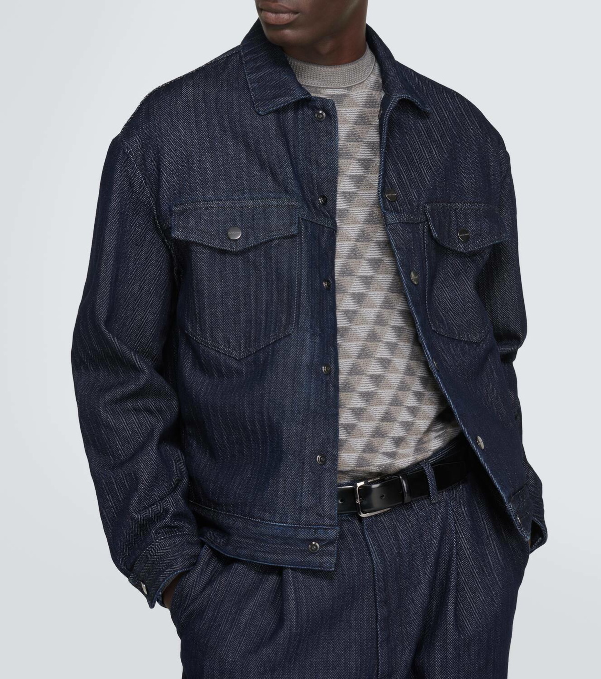 Giorgio Armani Striped herringbone denim jacket Giorgio Armani
