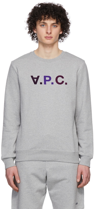 Photo: A.P.C. Grey & Burgundy 'V.P.C.' Sweatshirt