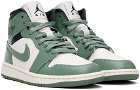 Nike Jordan Green & White Air Jordan 1 Mid Sneakers