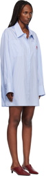 Off-White Blue Striped Poplin Shirt Minidress