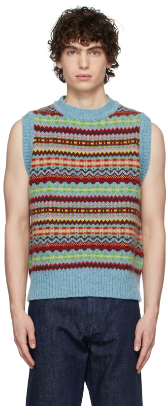 Photo: Molly Goddard Blue Wool Lennon Sweater Vest