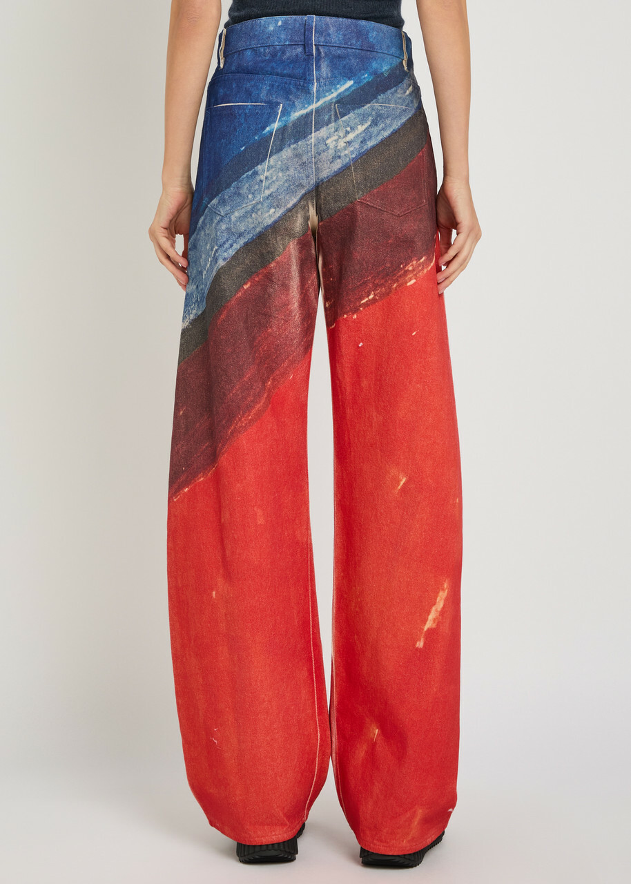 Gabriela Hearst Amoret Printed Barrel-leg Denim Jeans Red
