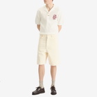 Drôle de Monsieur Men's Monogram Knit Polo in Cream
