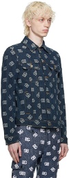 Dolce & Gabbana Blue Jacquard Denim Jacket