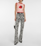 Alessandra Rich Zebra-print high-rise flared pants