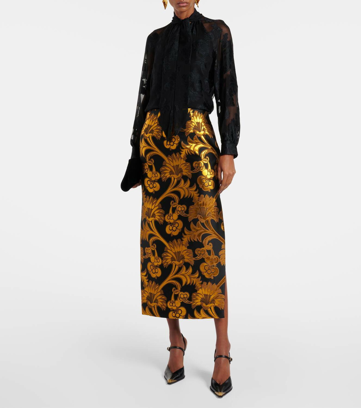 【送料&関税込】Etro Long Skirt Etro Paisley pattern silk blend long skirt - Women