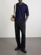 Officine Générale - Pele Jacquard-Knit Lyocell and Wool-Blend Polo Shirt - Blue