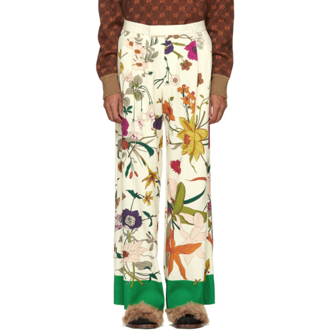 Photo: Gucci Ivory Shamrock Floral Print Trousers