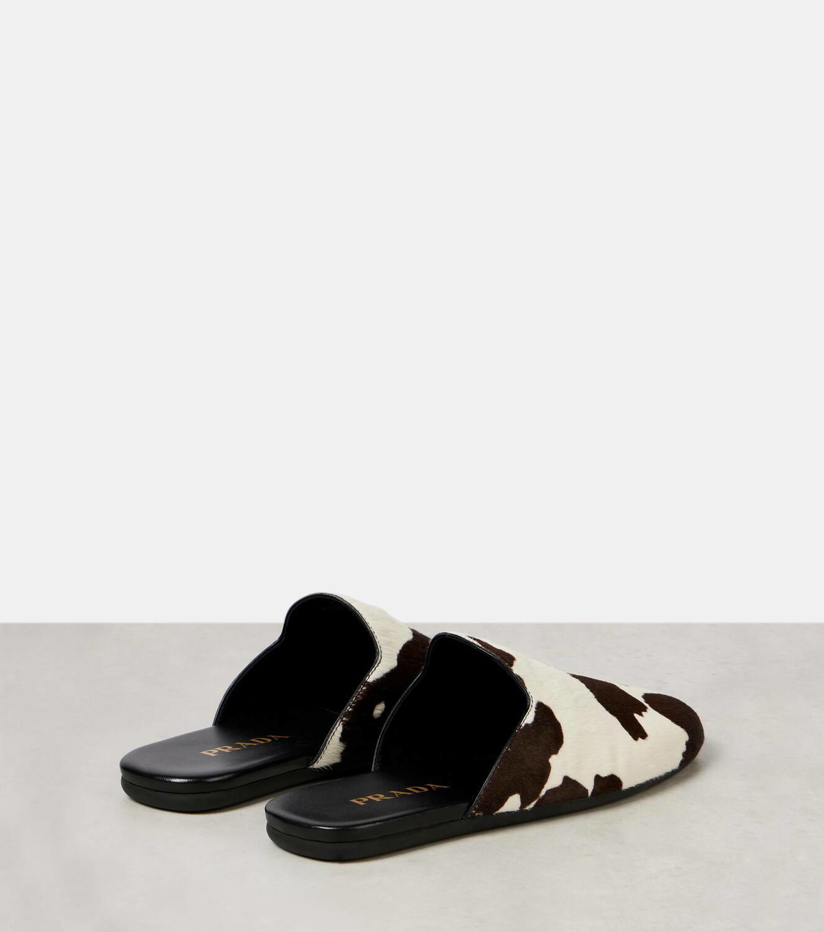 靴 PRADA Velvet Mules Prada Velvet Triangle Logo 20mm Slippers