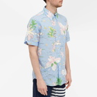 Thom Browne Men's Short Sleeve Hawaiian Print Shirt in Light Blue