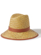 Orlebar Brown - Arinos Leather-Trimmed Straw Hat