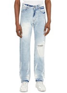 Baggy Straight Leg Jeans in Blue