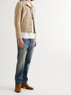 SAINT LAURENT - Kong Slim-Fit Camp-Collar Suede Jacket - Neutrals - IT 44