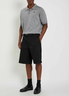 Ami Paris Logo-embroidered Wool Polo Shirt Grey