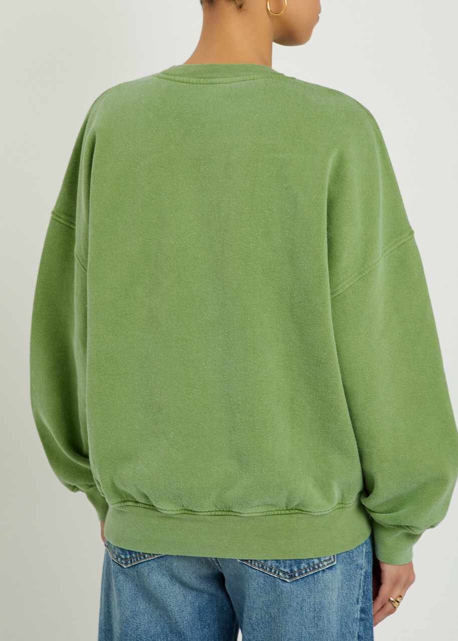 American Vintage Plizzy Logo-print Cotton Sweatshirt Light Green